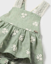 Eucalyptus Linen Blend & Lace Overall Dress with Tee