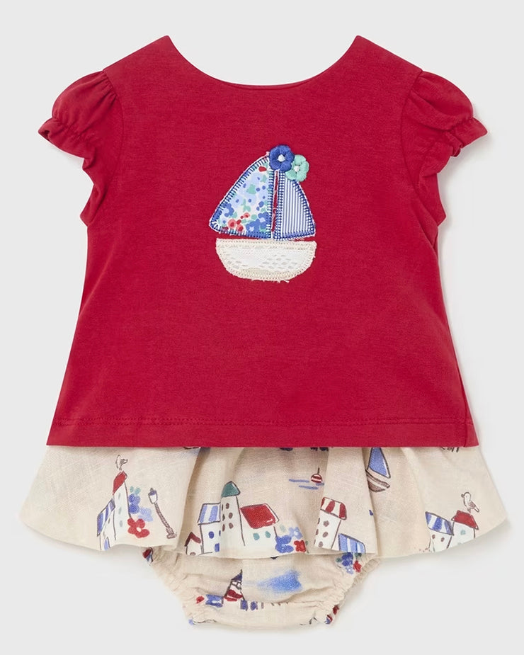 Red Sailboat Tee with Beachlife Linen Bloomers