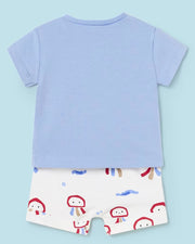 Blue Jellyfish Shirt & Printed Shorts Outfit Set
