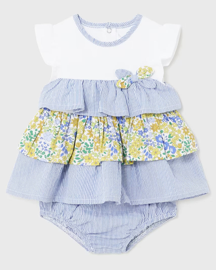 Seersucker & Spring Floral Ruffled Baby Dress