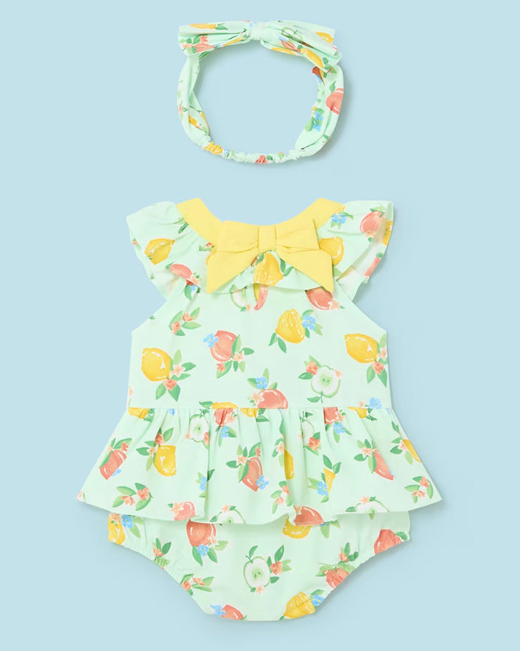 Fruit Printed Romper with Headband