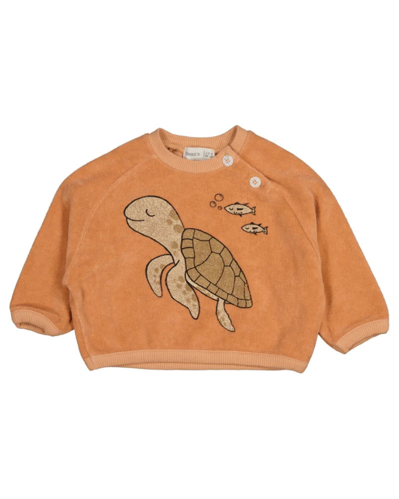 Terry Turtle Sweatshirt in Apricot