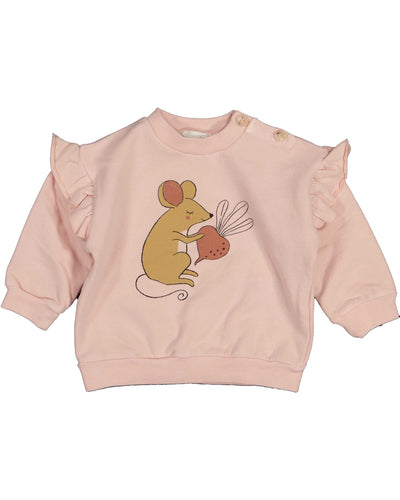 Pink Terry Fleece Pullover with Mouse Print
