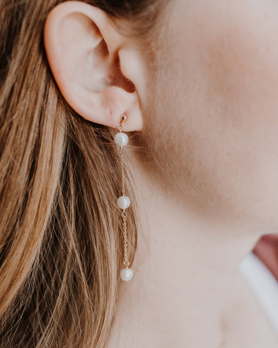 Triple Pearl Dangle Earrings