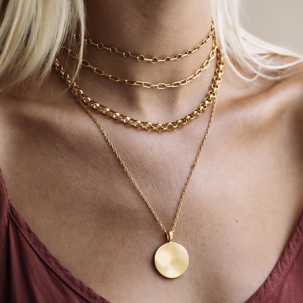 Gold Bar & Ring Chain Necklace by Anna Beck