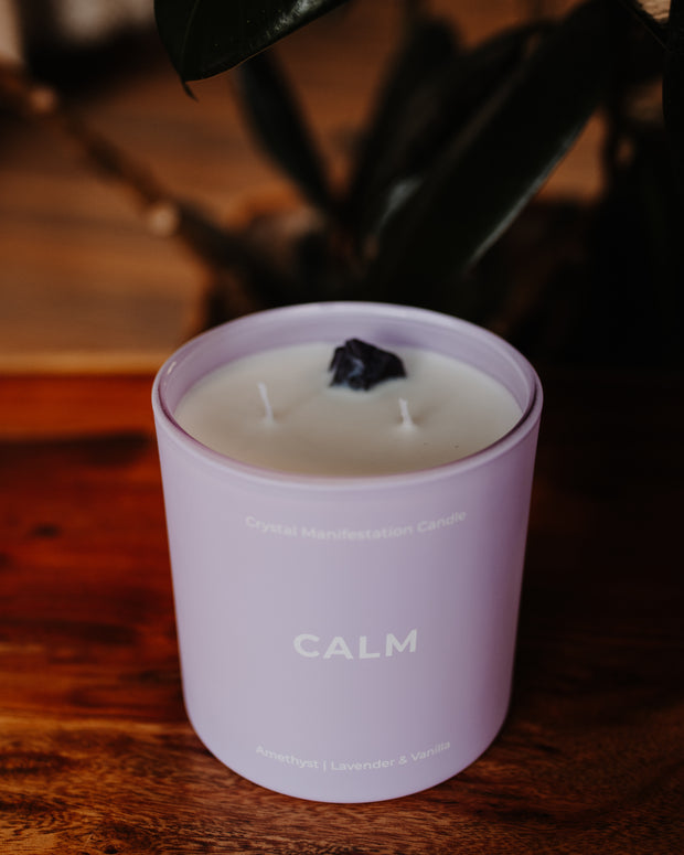 Calm Crystals Manifestation Candle - Lavender & Vanilla