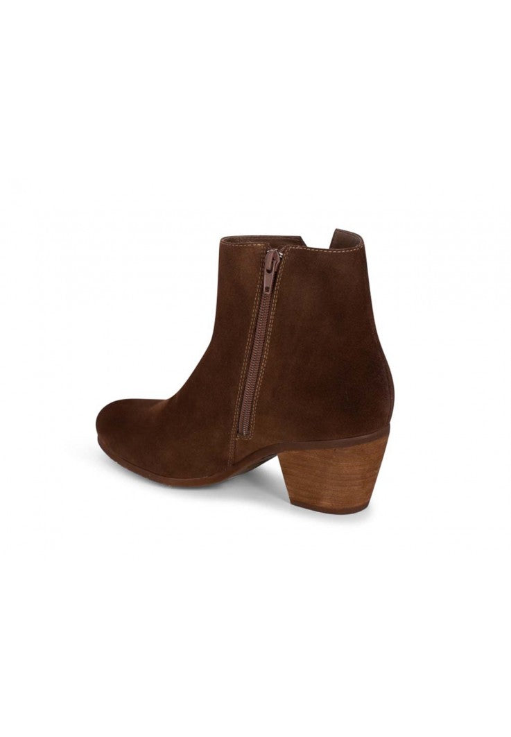 Chocolate Suede Heeled Bootie
