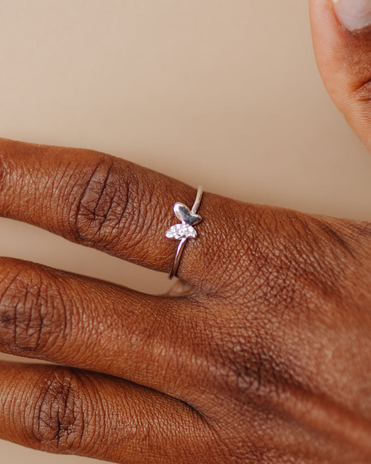 Dainty CZ Butterfly Ring - Sterling Silver
