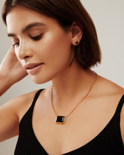 Large Black Onyx Rectangle Necklace by Anna Beck
