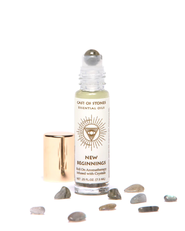 New Beginnings Essential Oil Roll On with Labradorite Crystals