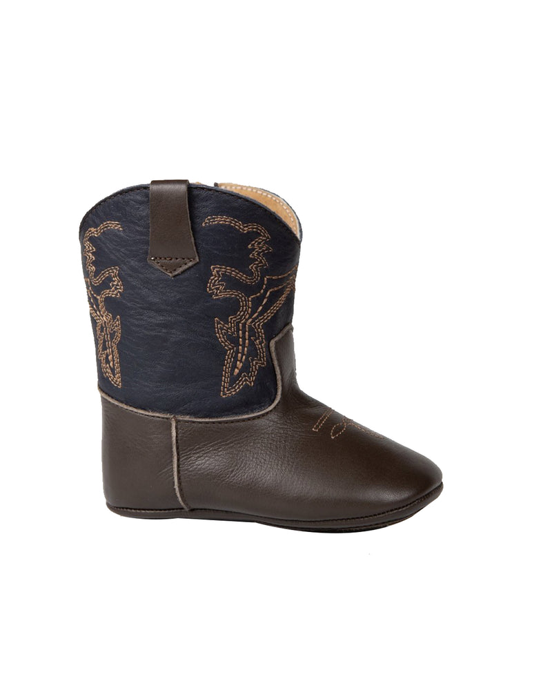 Genuine Leather Baby Cowboy Boots - Brown Blue