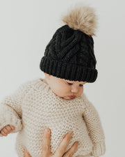 Black Pom Pom Beanie