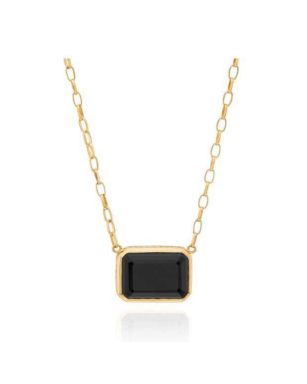 Large Black Onyx Rectangle Necklace by Anna Beck