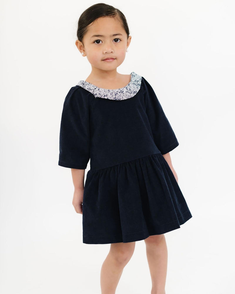 Celebration Dress in Midnight Corduroy by Thimble Collection