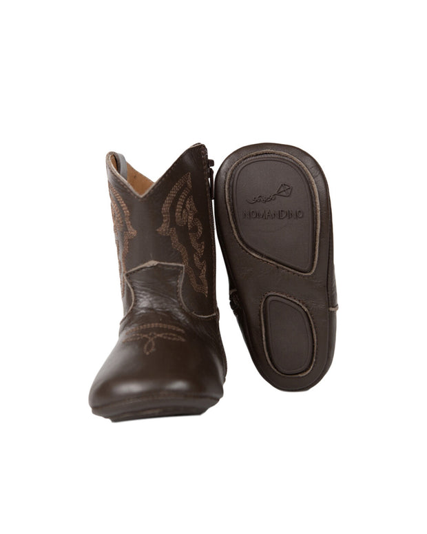 Genuine Leather Baby Cowboy Boots - Chocolate