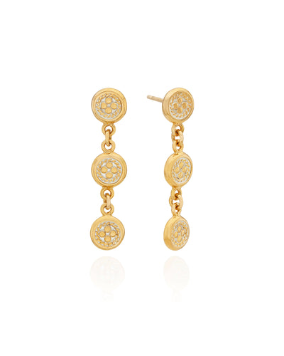 Smooth Rim Classic Triple Drop Earrings by Anna Beck
