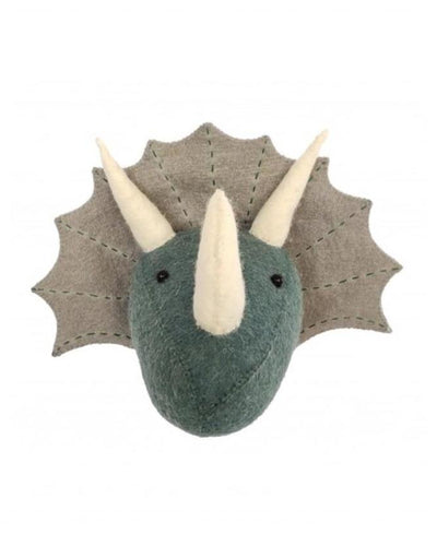 Handmade Felt Mini Animal Head - Triceratops
