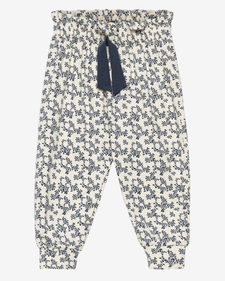 Navy Meadow Floral Printed Cinch Pants