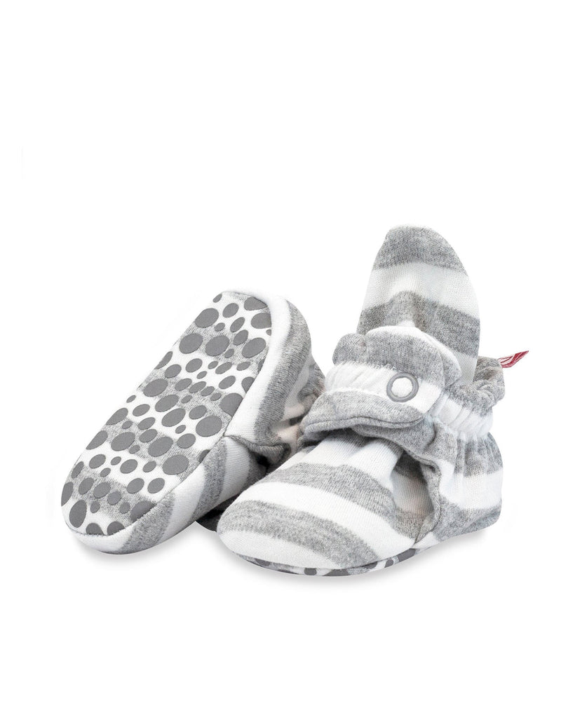 Organic Cotton Stay-On Baby Booties - Heather Stripe