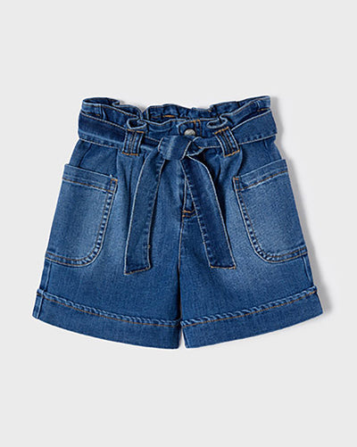 High Waisted Denim Shorts with Tie