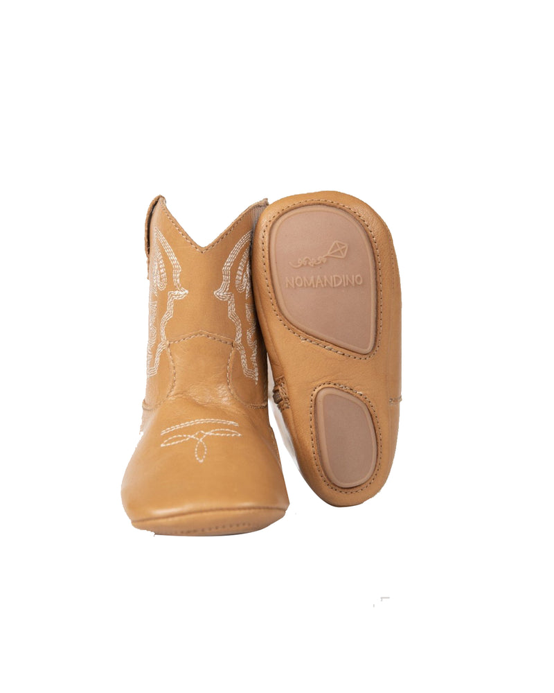 Genuine Leather Baby Cowboy Boots - Honey