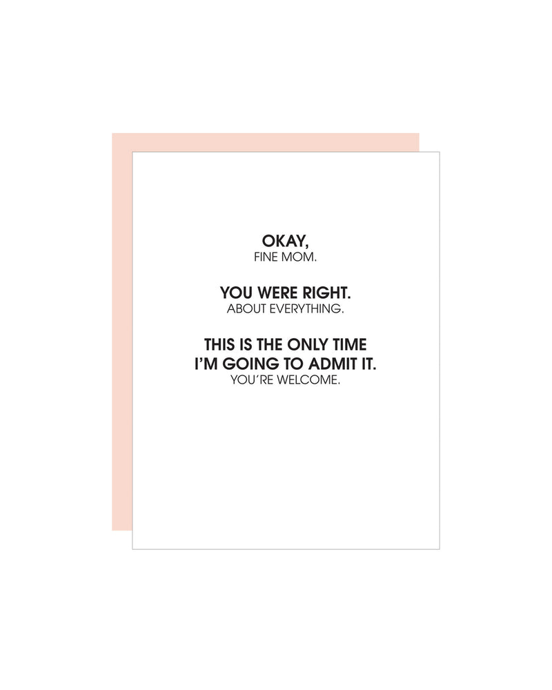 You Were Right Letterpress Card