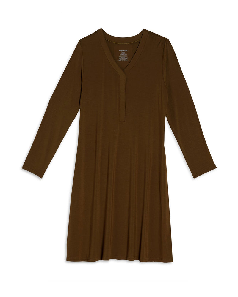 Olive Modal Magnetic Nursing Gown (S-XL)