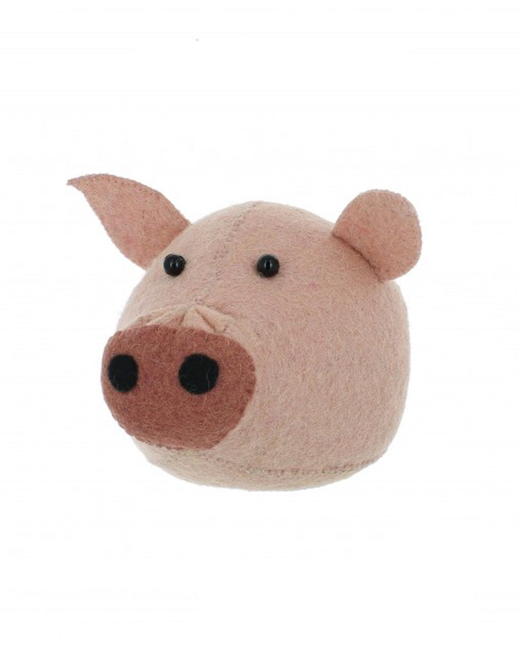 Handmade Felt Mini Animal Head - Pig