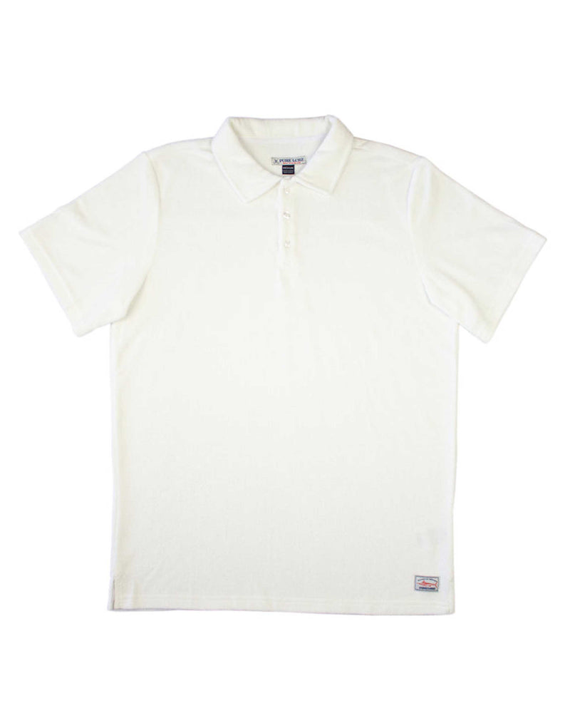 Short Sleeve White Terry Polo by Pure Lure