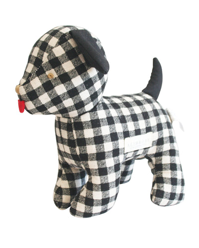 Musical Puppy Linen Doll - Black Check