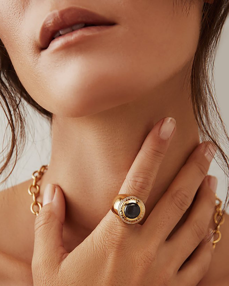 Large Grey Sapphire Signet Ring by Anna Beck
