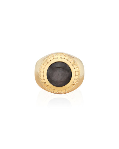 Large Grey Sapphire Signet Ring by Anna Beck